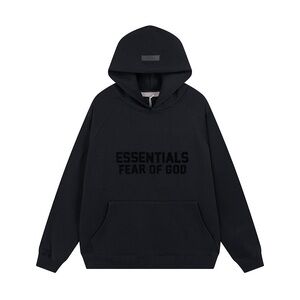 Fear of God Essentials Black Pullover Hoodie with Tonal Logo Unisex
